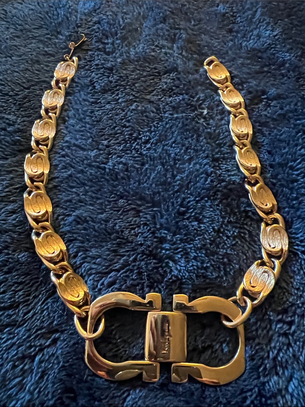Custom Salvatore Ferragamo Vintage Gold Statement Choker Necklace | 14.5” - Picture 9 of 14